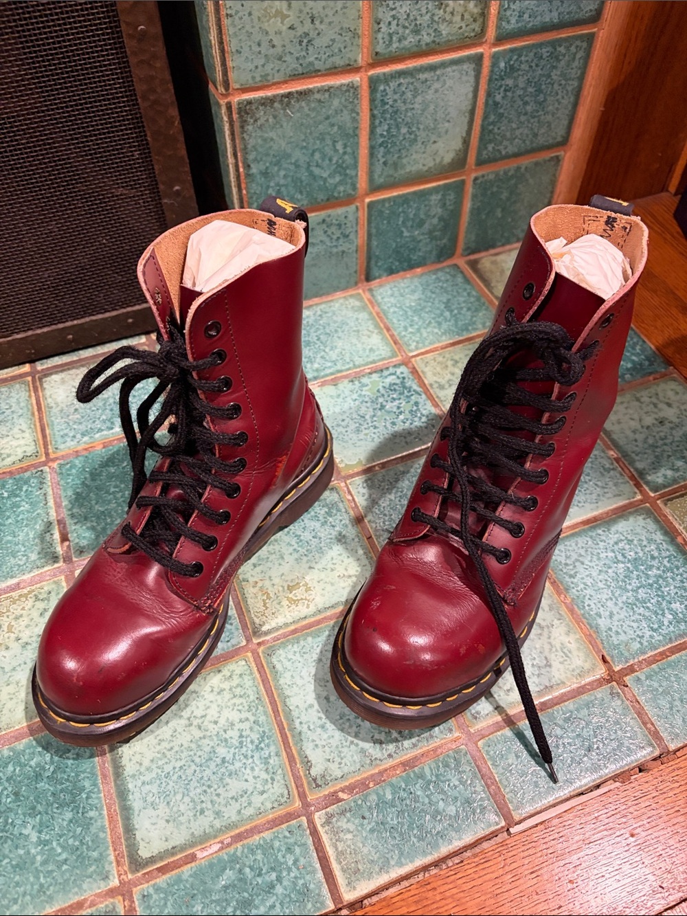 Vintage Dr. Martens Cherry Red Lace-Up Boots